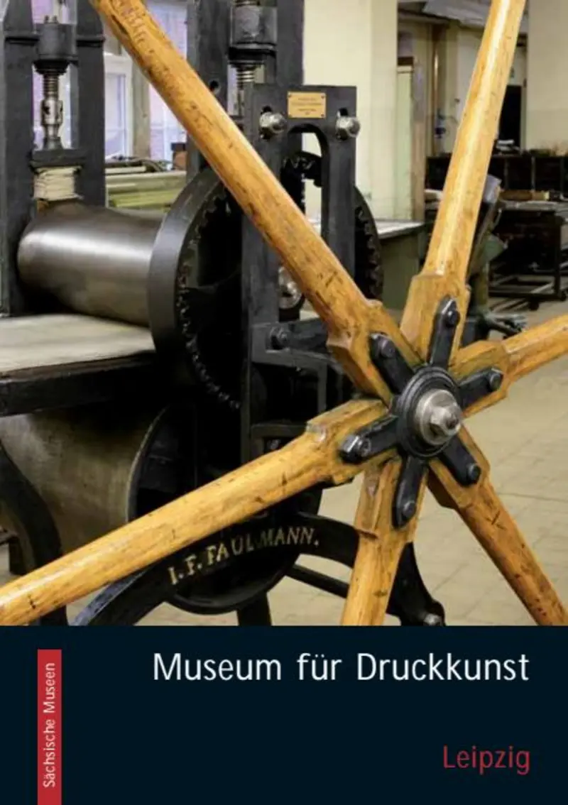 Buch-Cover mit Foto einer historischen Druckerpresse, darunter stehen Buch- und Reihentitel