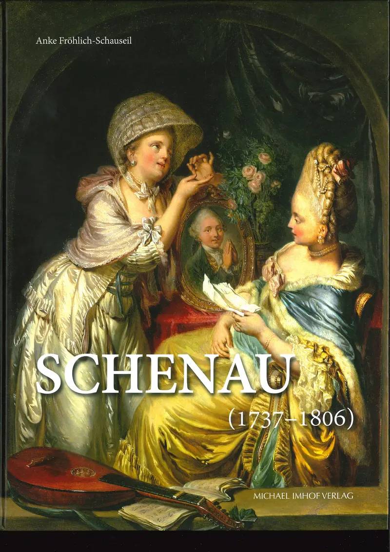 Buch-Cover mit Figurenszene gemalt vom Künstler Schenau (1737 bis 1806), darauf Name der Autorin und Titel des Buches