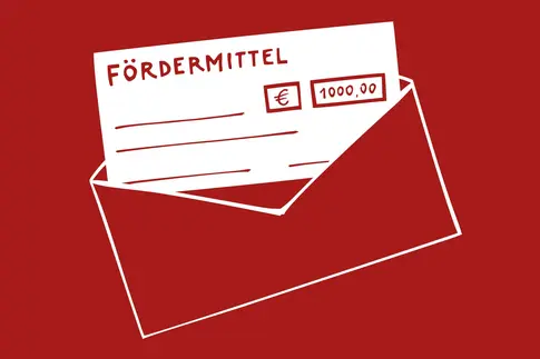 Grafik eines geöffneten Briefumschlags, der einen Scheck über 1000 Euro enthält